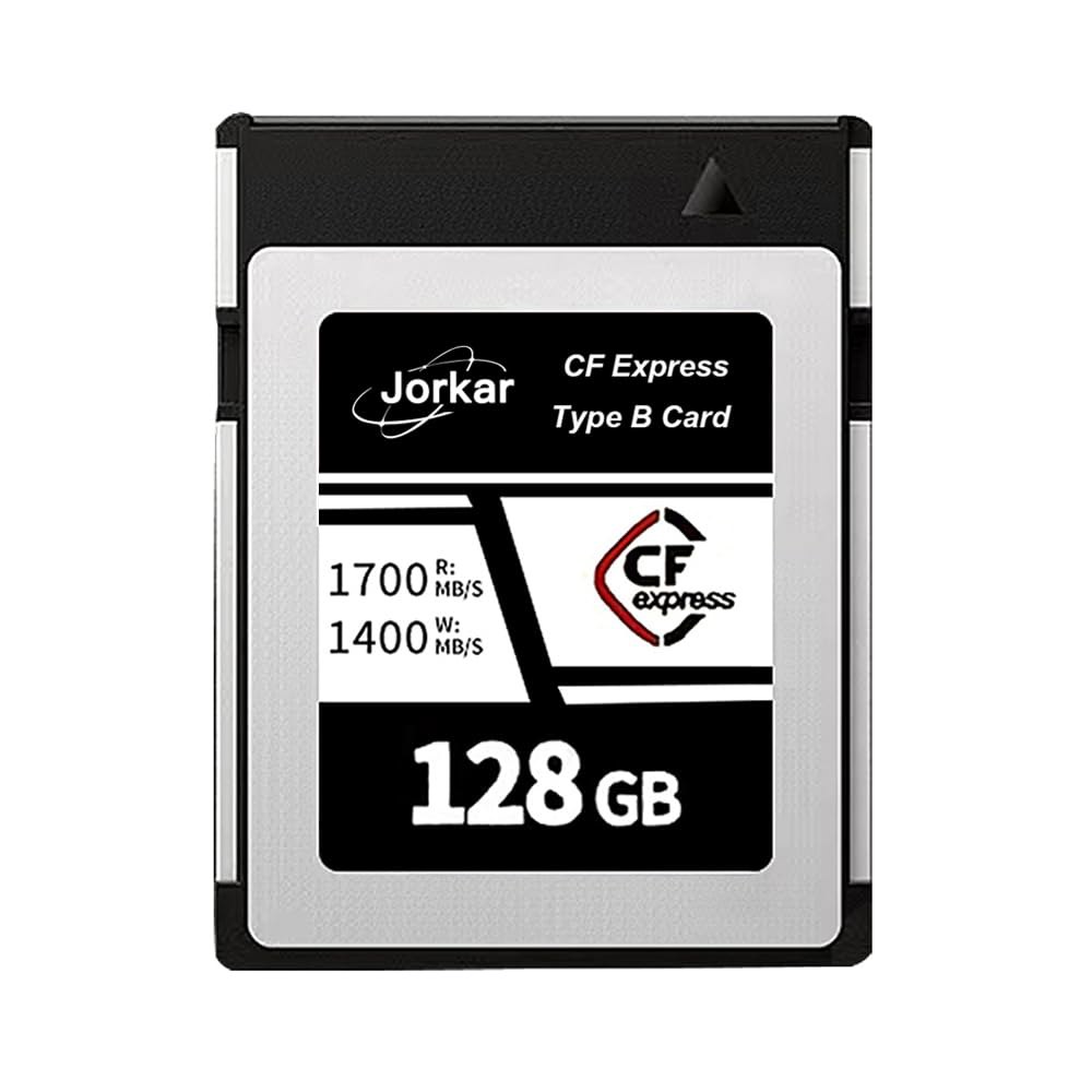 Jorkar 128GB CF Express Type B 메모리 카드, 최대 1700MB/s의 고속, RAW 8K 4K 사진 및 비디오, 카메라 캠코더용 Nikon Z6 /Z7 /Z - 상품 이미지