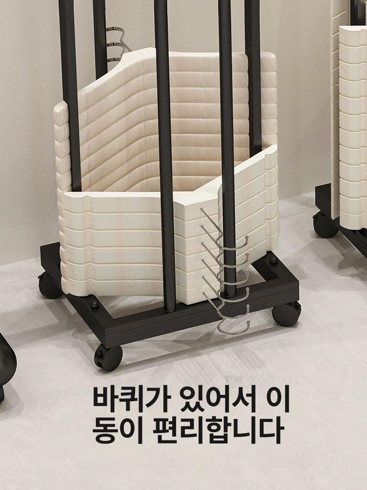 보관함 이동식행거 검은색 수납 거치대 바퀴 옷걸이정리대 - 상세 이미지 2