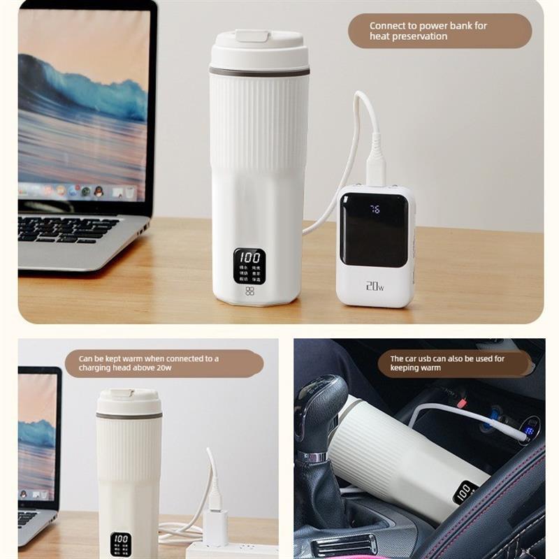 휴대용 커피 가열 전기컵 충전식 보온 온도조절 usb 주전자 분유포트 텀블러 - 상세 이미지 2