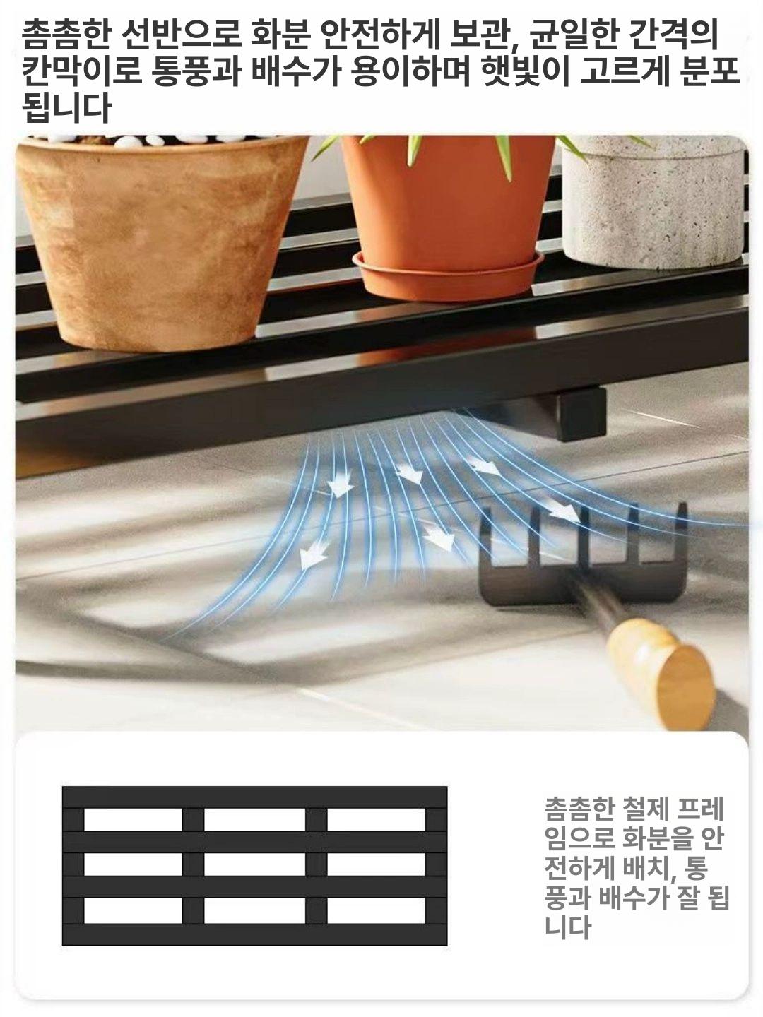 스테인레스 화분선반 3단 계단식화분진열대 꽃집 베란다 거실 정리대 다육 앵글 - 상세 이미지 3