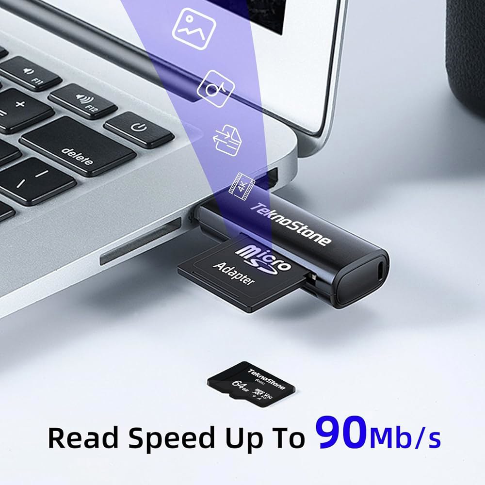 어댑터 90MB /s 읽기 50MB 쓰기 UHS-I C10 U3 V30 A1 등급 HD 지원 TF 카드 대시캠 카메라 태블릿 휴대폰 드론 콘솔(1팩)을 위한 테크노스톤 베이직 64 - 상세 이미지 2