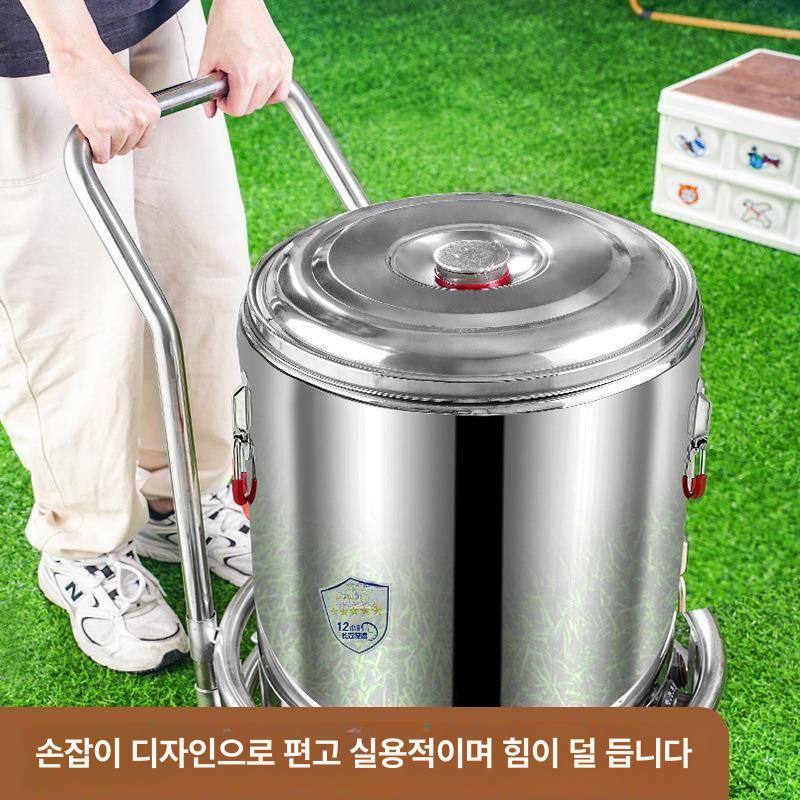 급식카 만능운반구 이동식 원형 분리 운반카 만능용기 손잡이 업소용 브레이크 버킷 - 상세 이미지 3