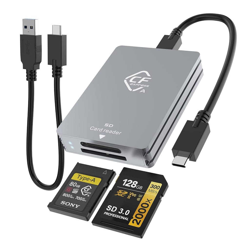 CFExpress 타입 A 및 SD 이중 슬롯 카드 리더, 리더 어댑터 메모리 10Gbps USB 3.2 Gen 2, C to / Windows용 케이블 /Mac OS /Linux - 상품 이미지