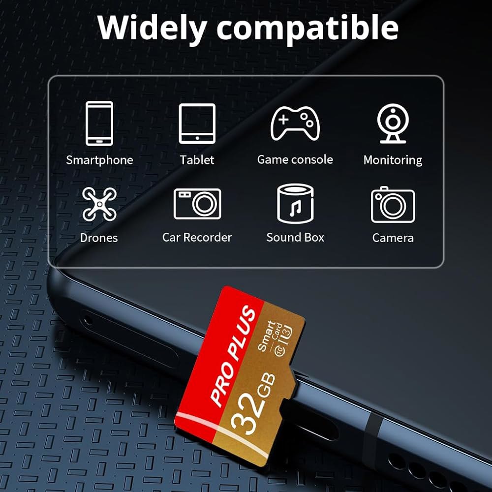 어댑터 포함 TF 카드 32GB 2팩, 고속 메모리 카드, 태블릿 / 휴대폰 카메라 카 오디오 게임 콘솔용 UHS-I C10 A1 (TF162 레드 골드 32GB) - 상세 이미지 2