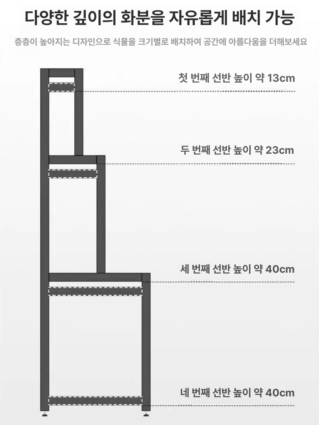스테인레스 화분선반 3단 계단식화분진열대 꽃집 베란다 거실 정리대 다육 앵글 - 상세 이미지 4
