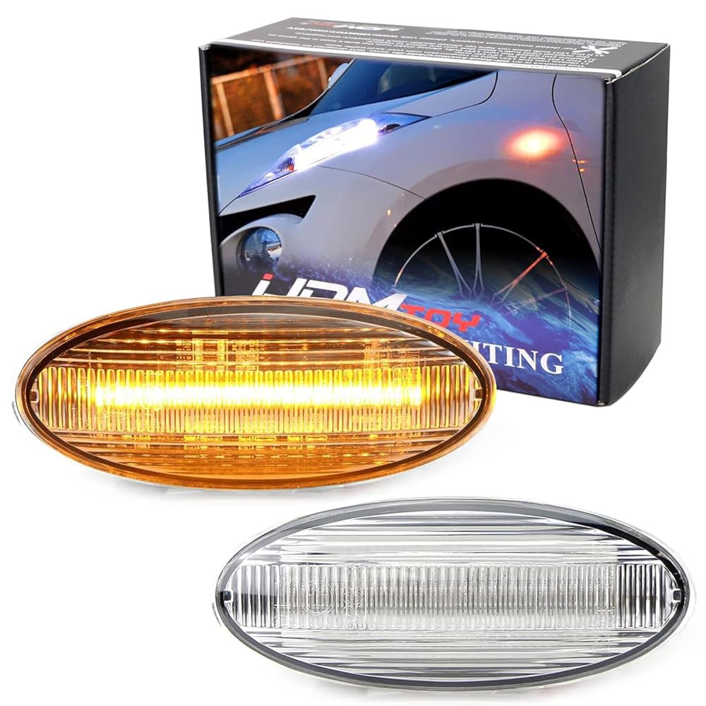 20-SMD LED로 구동되는 닛산 쥬크 큐브 와 호환되는 iJDMTOY 클리어 렌즈 앰버 풀 LED 전면 마커 조명, OEM 사이드 램프 교체 - 상품 이미지