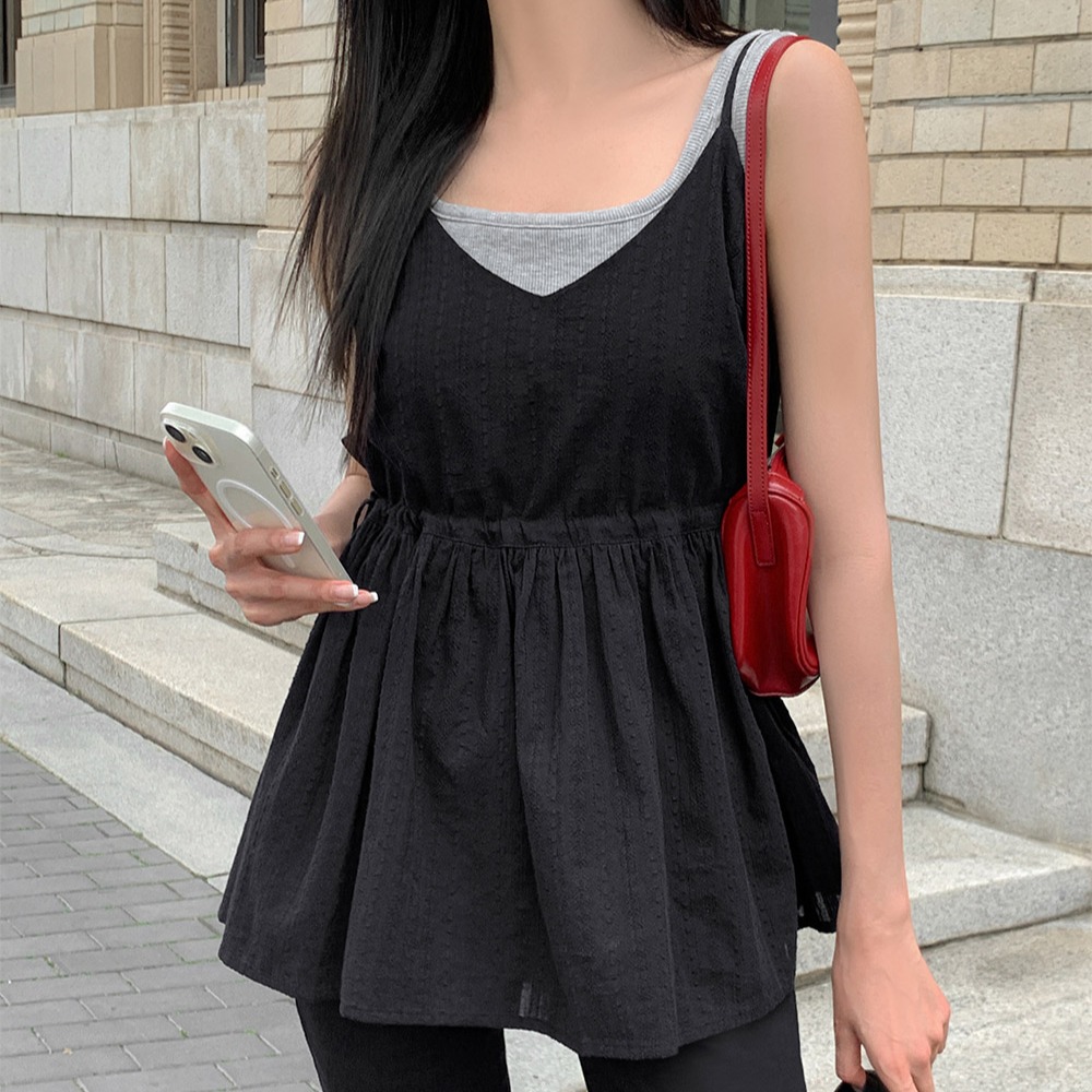 레이스 브이넥 플레어 뷔스티에 블라우스 이미지 8