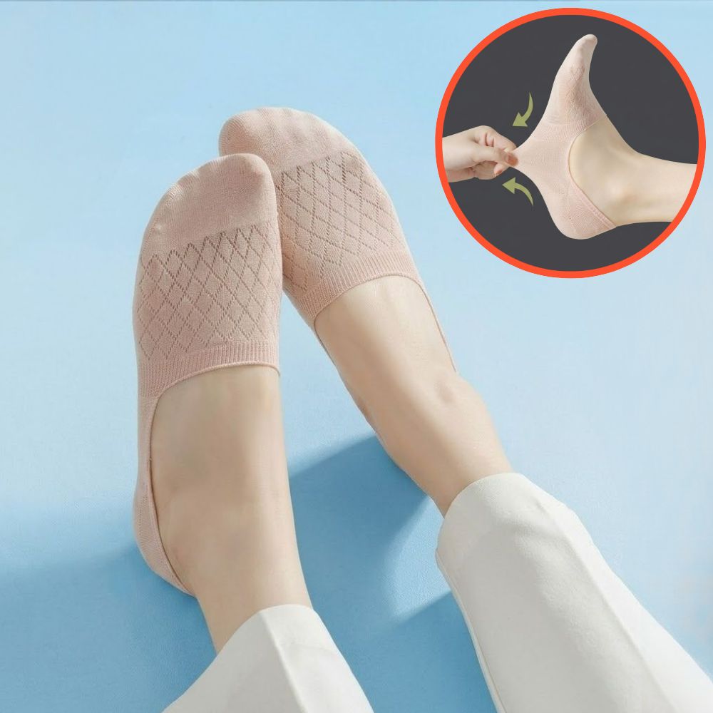 살색덧신 할머니덧신 덧양말여성 뒷꿈치 실리콘페이크삭스 메쉬 - 상품 이미지