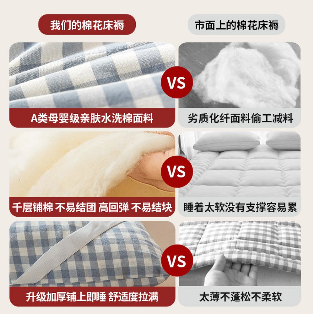 급 목화요 목화솜요 두꺼운 침대요 바닥토퍼 - 상세 이미지 2