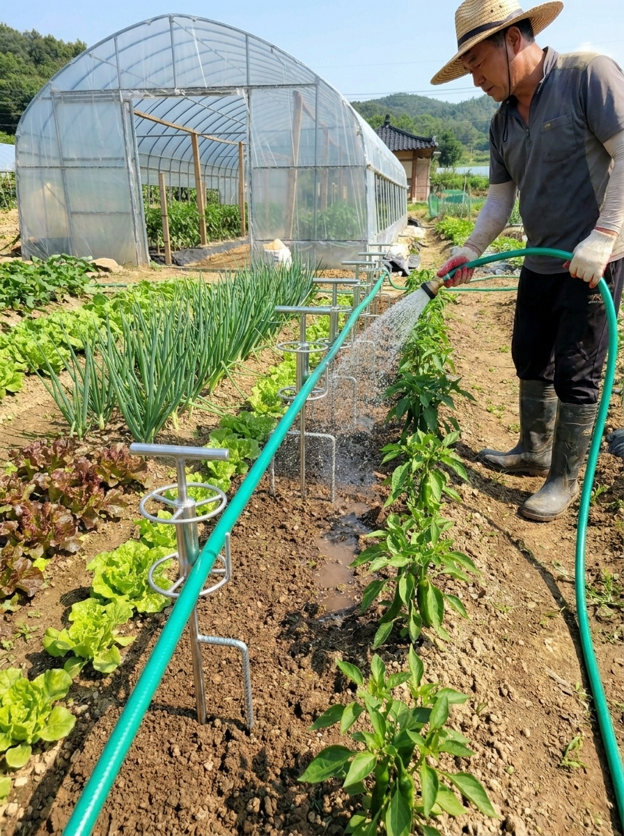 국내배송 호스 꼬임방지기 회전식 약줄가이드 돌림판 농약줄 릴 유인기 농업용 말뚝형 롤러 - 상세 이미지 3