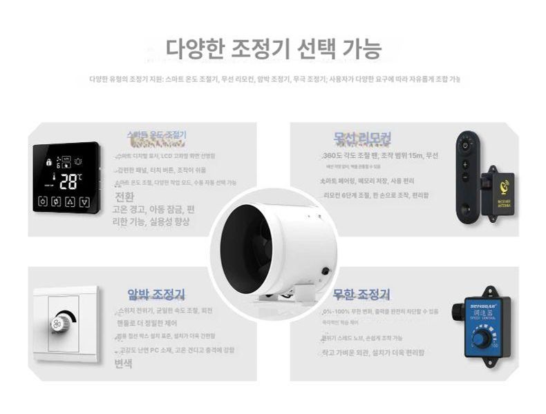 저소음 덕트 팬 주방 배기 송풍기 4인치 흡입 연기 제거 환기 조절기 공업용 - 상세 이미지 3