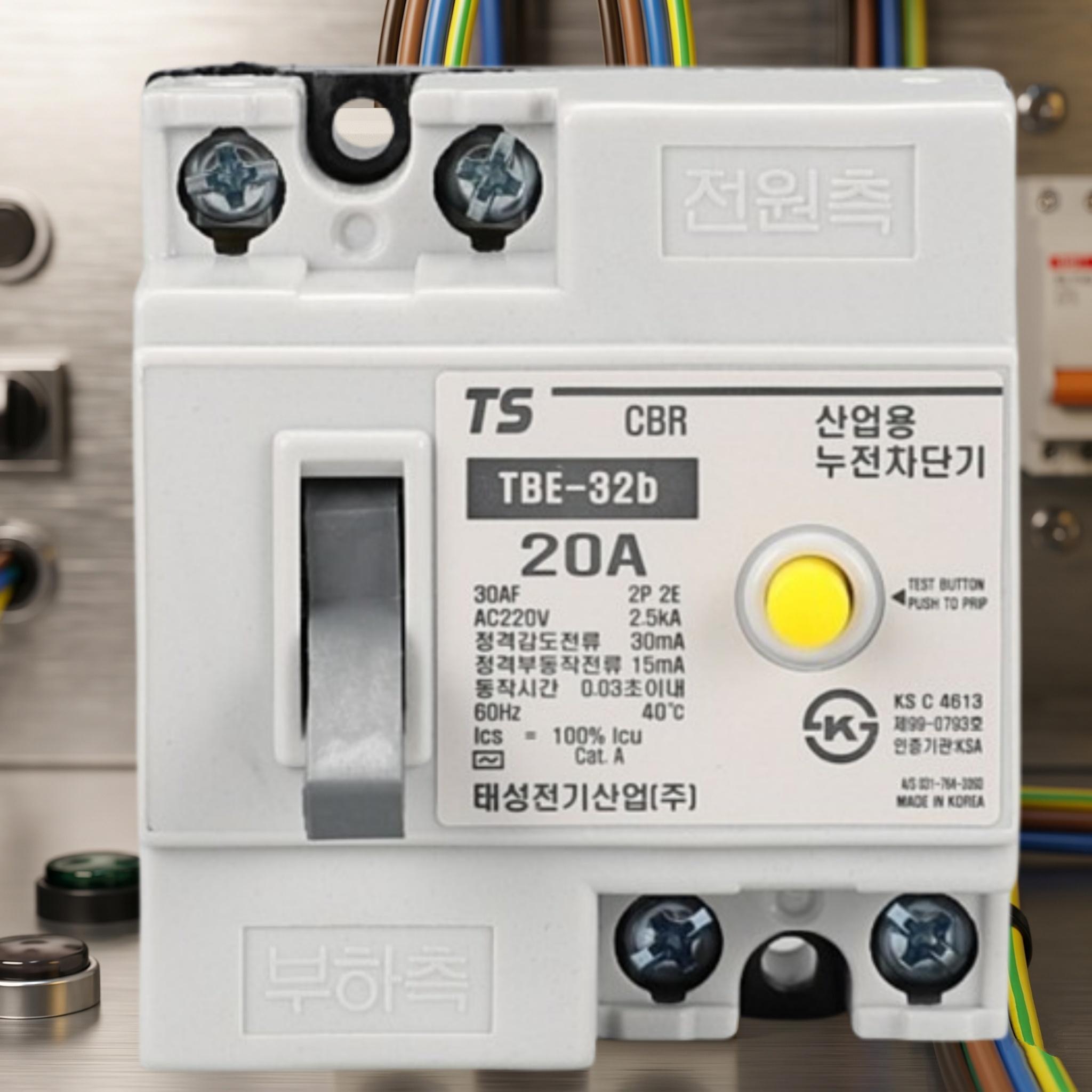 태성 산업용 누전차단기 20A 2P TBE 32b 전기차단기 - 상품 이미지