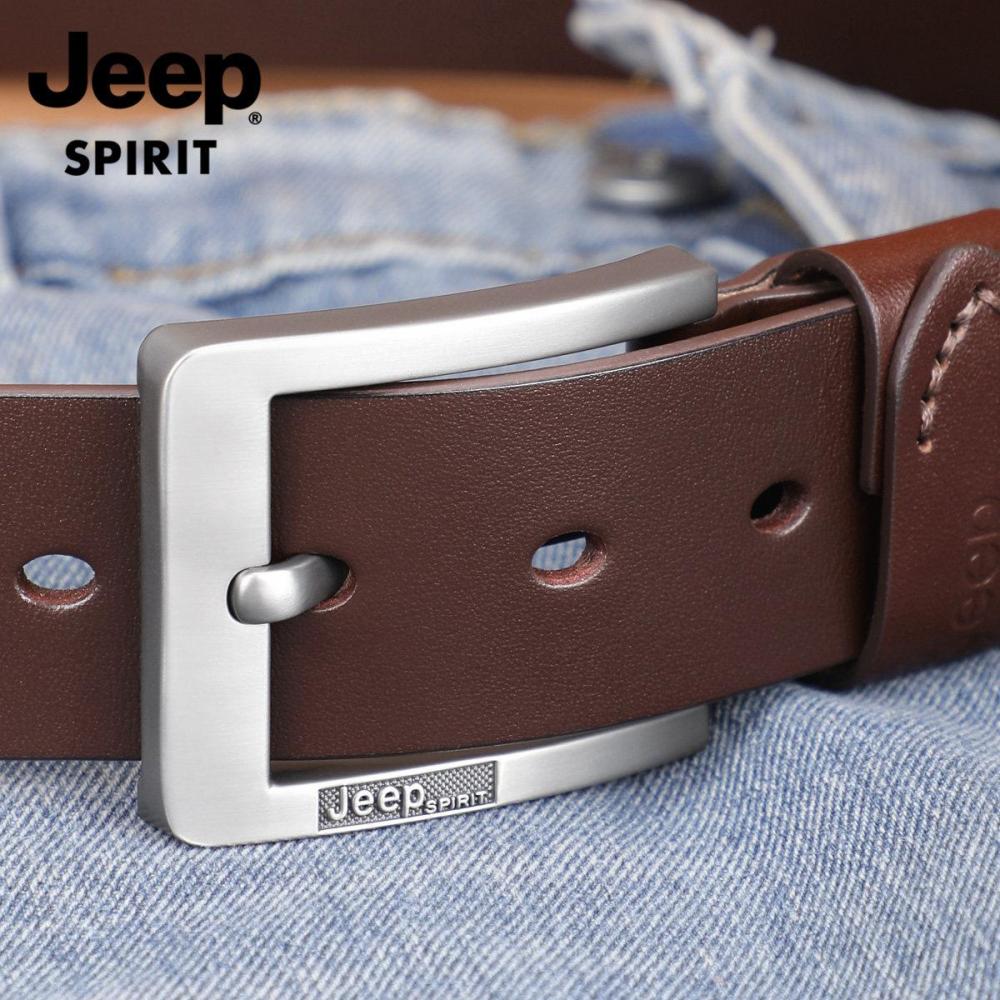 Jeep 지프 남성 소가죽 벨트 핀버클 캐주얼 허리띠 - 상세 이미지 3