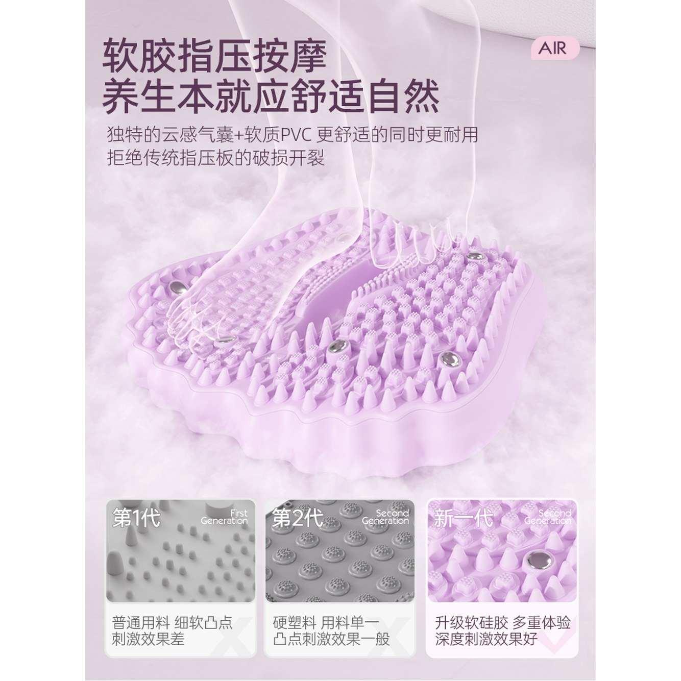 가정용 발지압 하체운동 편리한 발판 에어쿠션 하체 코어 발바닥지압 마사 헬스 바운스 1 피치파우더 싱글입 구름감각 에어백/딥지압 - 상세 이미지 2