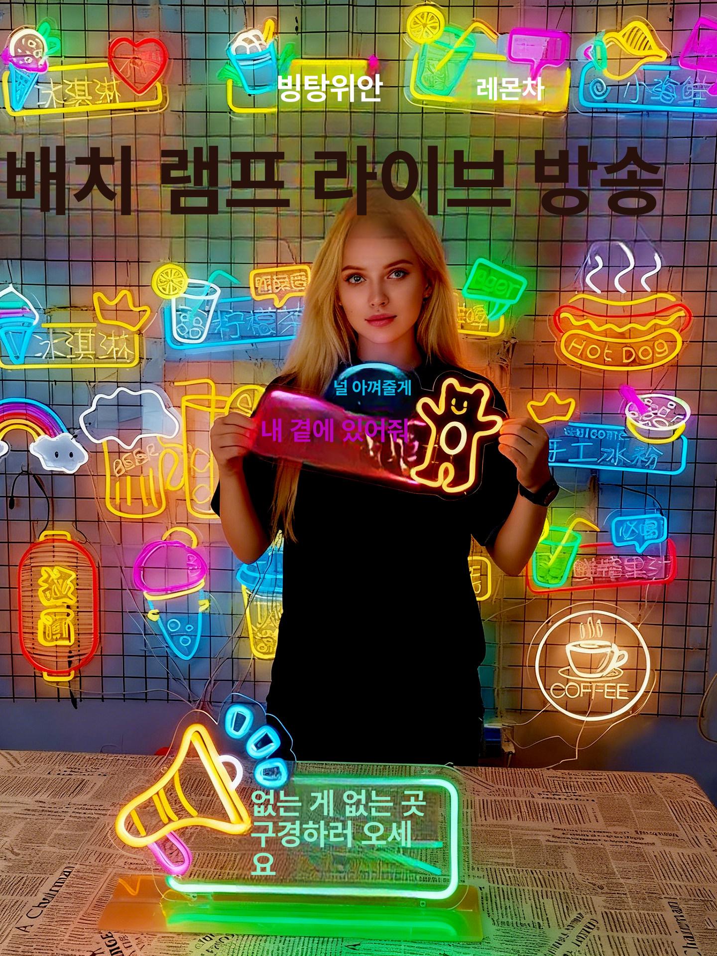 네온 사인 샐러드 카페 브런치 맛집 포케 샌드위치 벽면 건강식 LED조명 - 상세 이미지 3