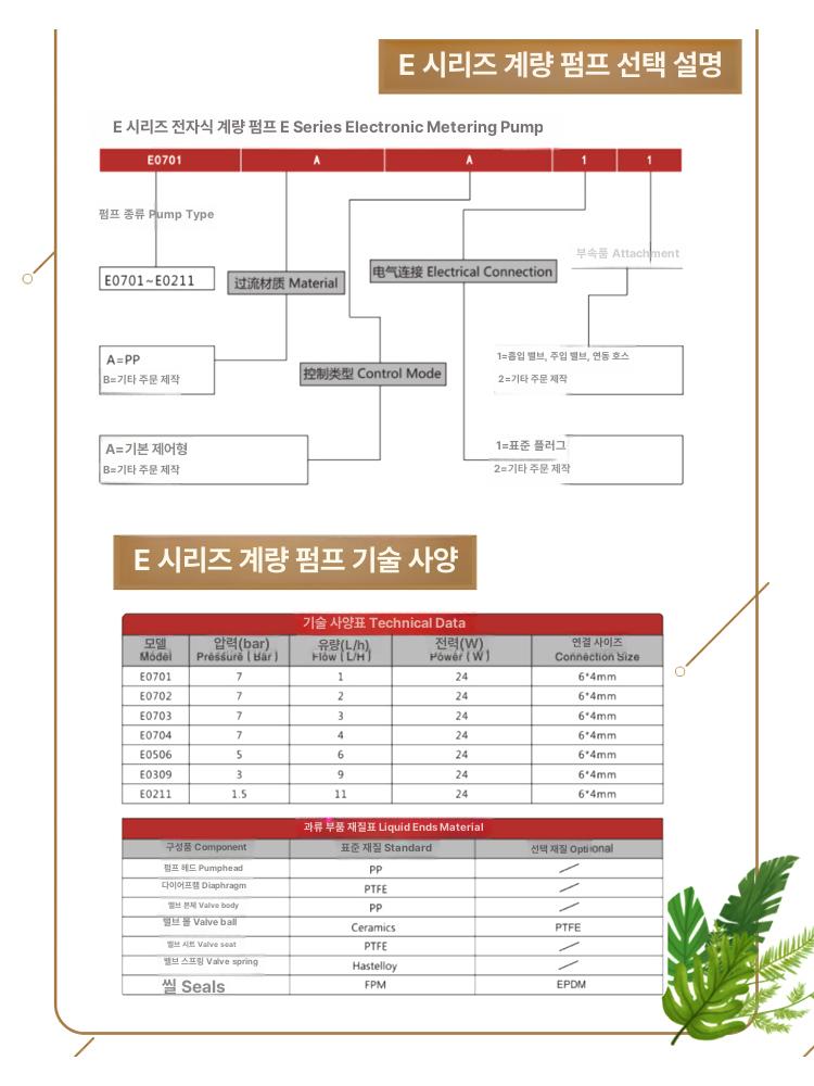 자동 펌프 장치 염소투입기 청소 소독약 압력 살균 공급기 투약기 도징 수질 소독장비 - 상세 이미지 5