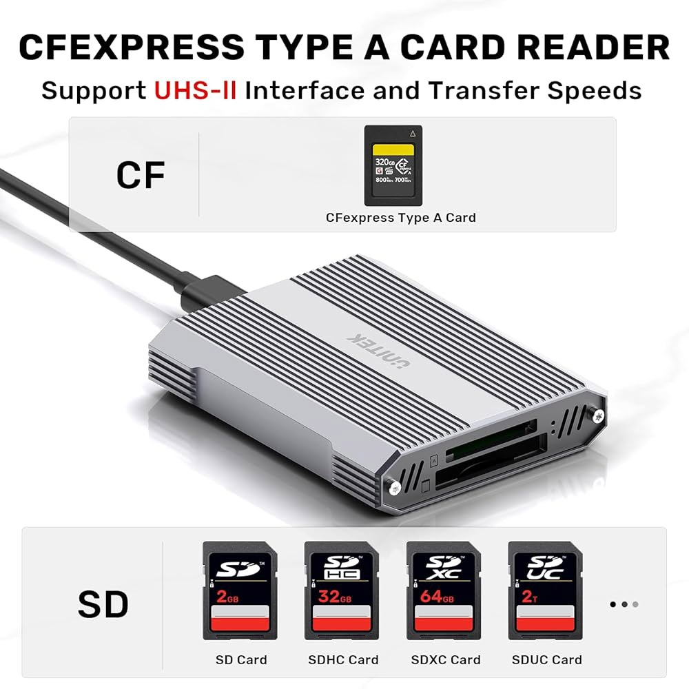 Unitek CFExpress 타입 A 및 SD4.0 UHS-II 메모리 카드 리더, 10Gbps USB 3.2 Gen 2, /SDHC / SDXC SDUC SDUC, 플러그 앤 - 상세 이미지 3