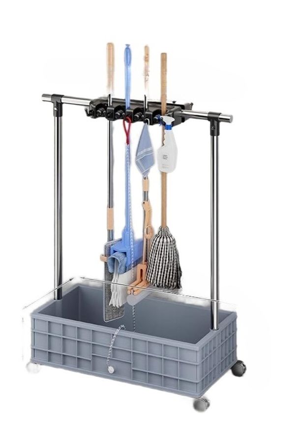 청소용품 거치대 밀대걸이 다용도 홀더 마대 욕실 행거 대걸래 걸레 접착식 밀대 화장실 - 상품 이미지