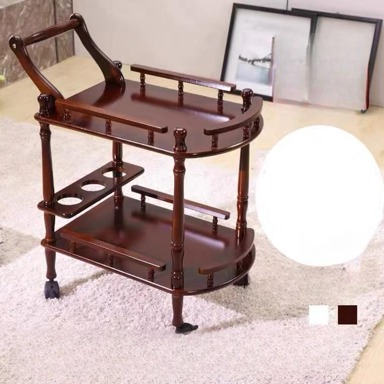 호텔 트롤리 원목 이동식 우드 서빙카트 레스토랑 엔틱 조리대 수납 - 상세 이미지 3