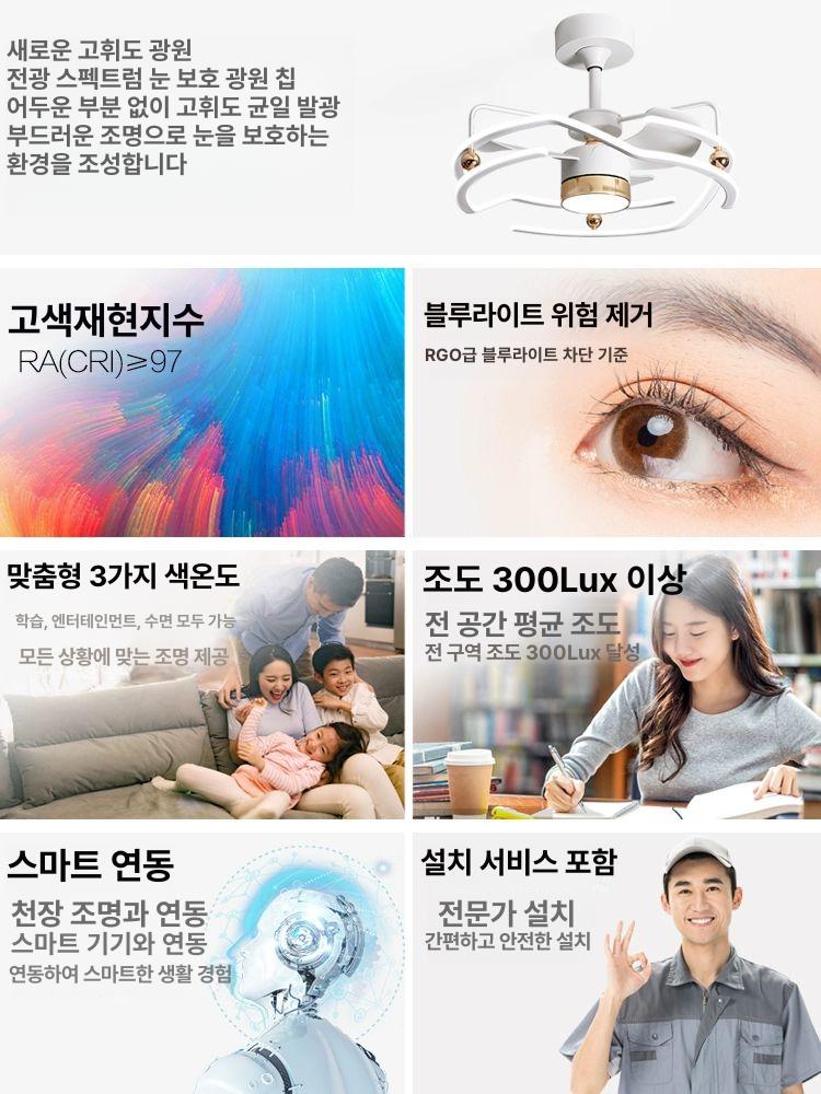 천장형 선풍기 실링팬 천장 서큘레이터 led등 거실 실링펜 인테리어 선풍기조명 - 상세 이미지 4