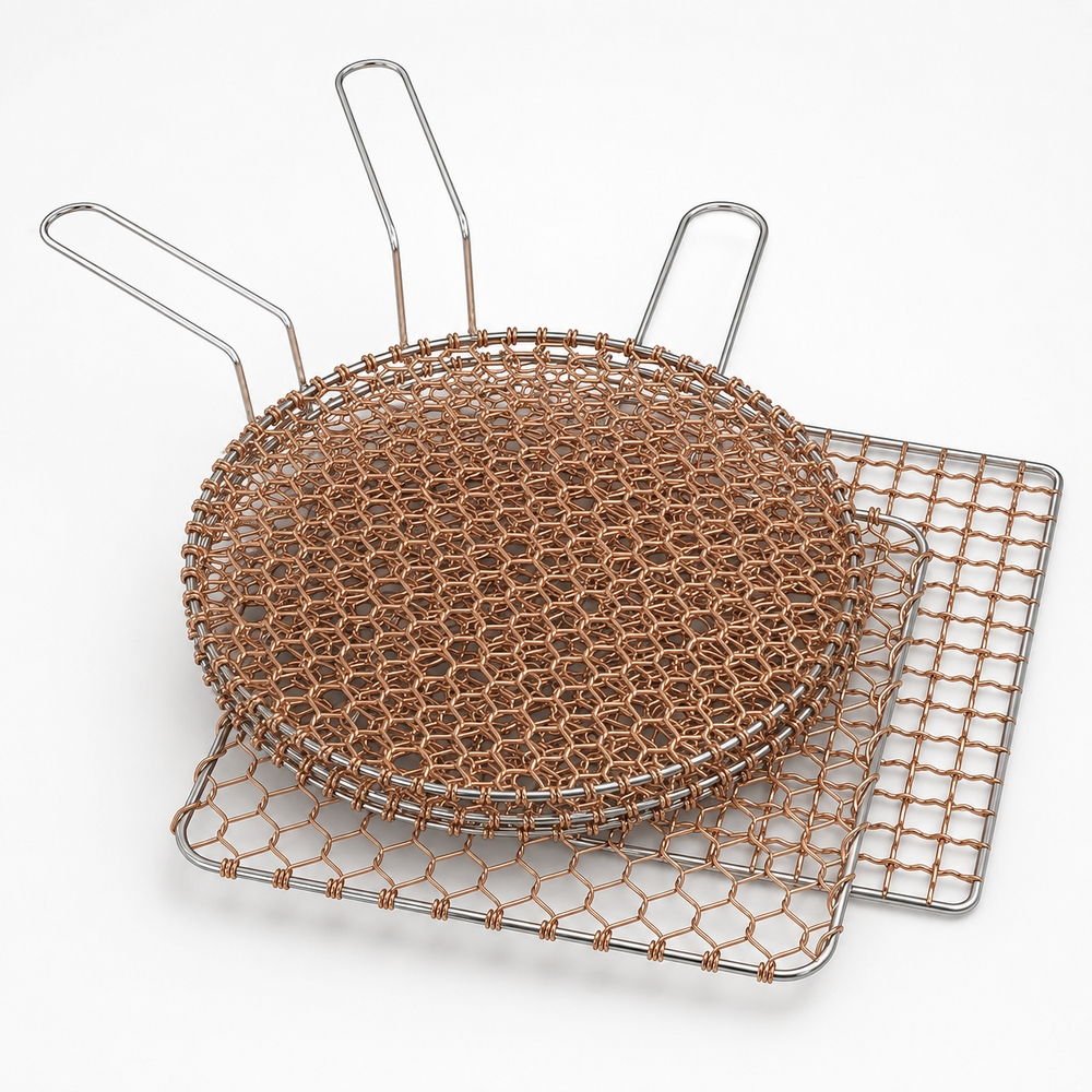 구리 석쇠 업소용 고기집 바베큐 숯불 불판 손잡이 원형 황동 24.5cm