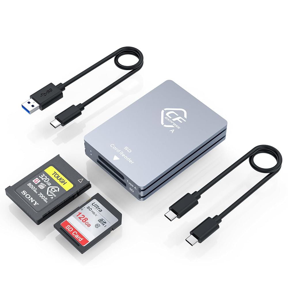 CFExpress 타입 A 및 SD 듀얼 슬롯 메모리 카드 리더, 10Gbps USB 3.2세대 2세대 어댑터 리더(USB C to / 케이블 포함), Windows /Mac /L - 상품 이미지