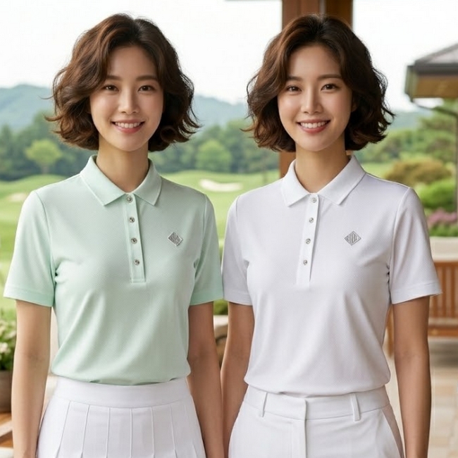 닥스 골프 여성 여름 냉감 통풍성 라운딩 골프룩 카라 반팔 티셔츠 - 상품 이미지
