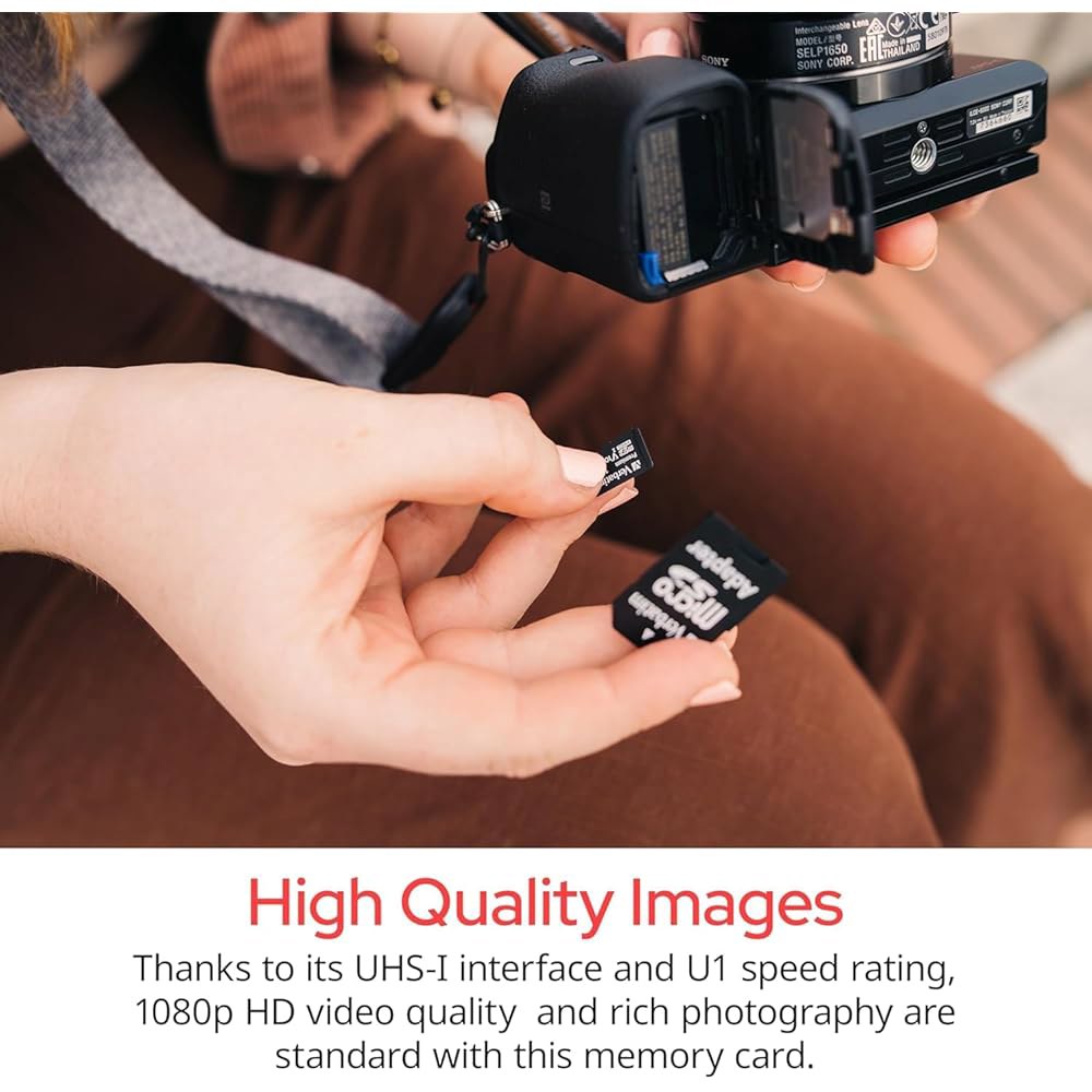 어댑터 UHS-I V10 클래스 10이 탑재된 버바팀 128GB 프리미엄 마이크로SDXC 메모리 카드, 최대 90MB/s 읽기 속도로 풀 HD(1080p) U1 속도 지원 16GB - 상세 이미지 2