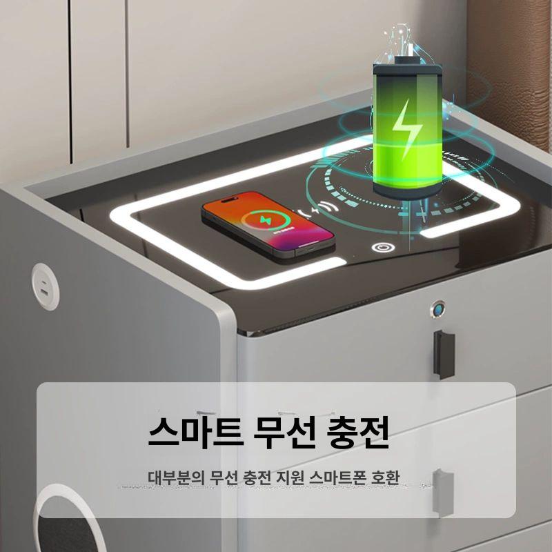 블루투스 침대협탁 무선충전 스피커 스마트 알람벨 화이트 빈티지 - 상세 이미지 5