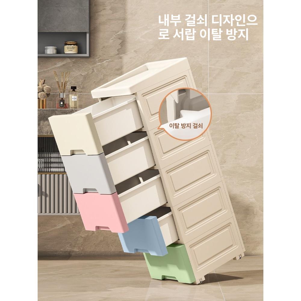 25cm 슬릿수납장 서랍형 삼층 다층 수납함 서랍장 정리 협탁 모던 공간 틈 디자인 - 상세 이미지 5