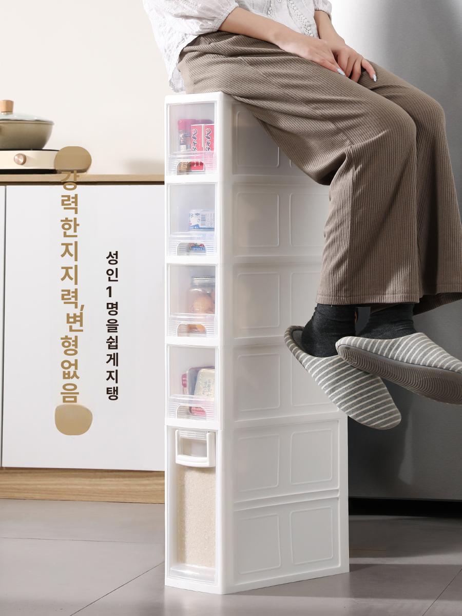 폭좁은 냉장고틈새장 주방 틈새수납장 펜트리장 서랍장 사이드 맞춤 빌트인 냉장고옆 - 상세 이미지 4
