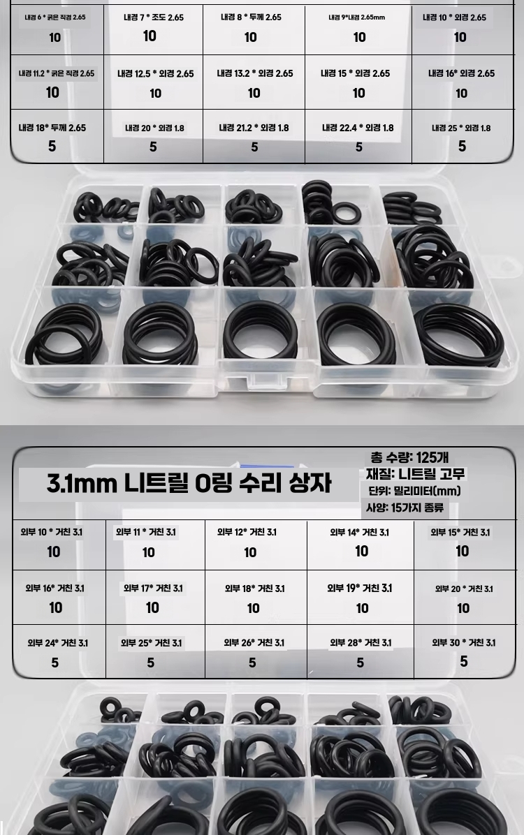 오링키트 고무링 패킹 씰링 다용도 실린더 누수방지 니트릴 이미지 7