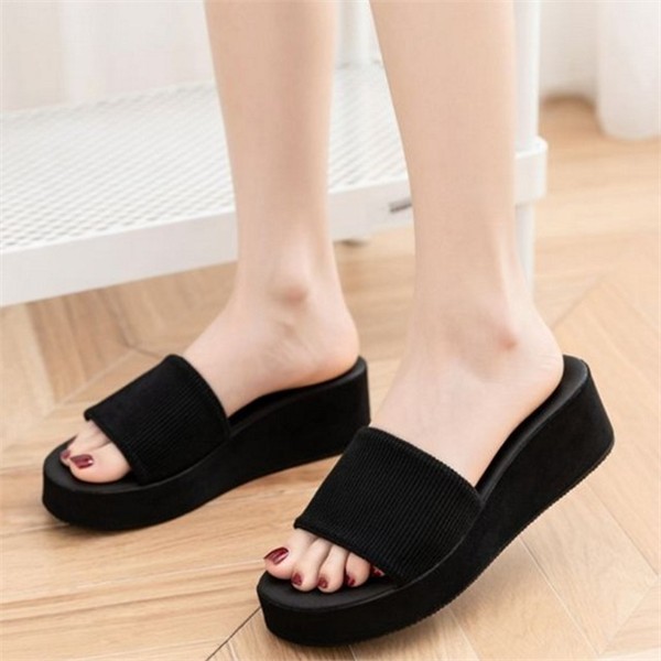 경량 여성 통굽 슬리퍼 데일리 여성 키높이 슬리퍼 사무실 5cm - 상품 이미지
