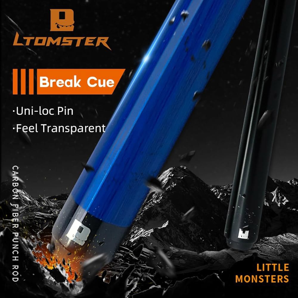 YEUEK Little Monster 탄소 섬유 브레이크 큐 스틱 팁, 베이클라이트 랩리스 포함 가죽 펀치 풀 147.3cm(58인치) 부드러운 블랙 12.9mm 테크놀로지 가방 - 상세 이미지 2