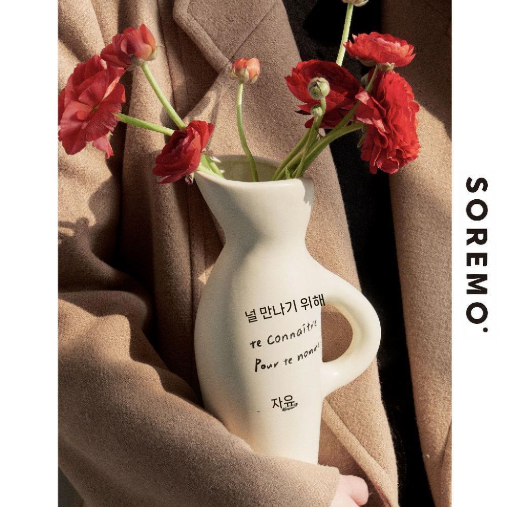 레터링 화병 세라믹 프렌치무드 인테리어 디자인 거실 소품 스타일 꽃병 - 상세 이미지 2