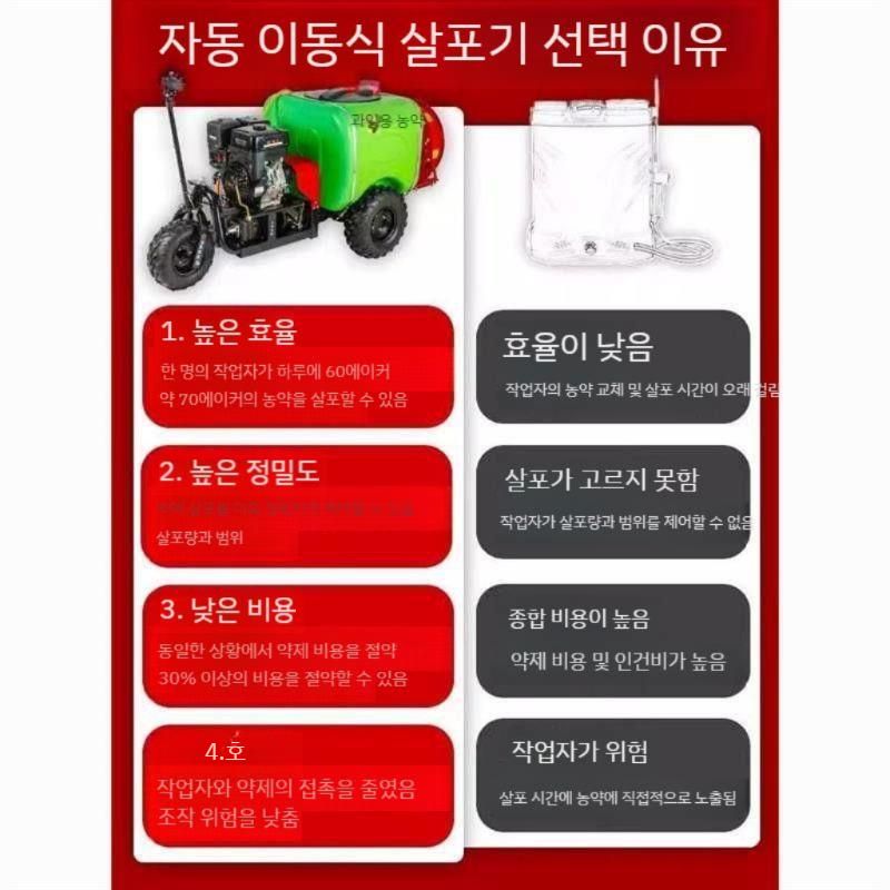 보행형 자주식 농약 고압 분무기 가솔린 분사기 농약분무기 압축분무기 전동분무기 충전분무기 - 상세 이미지 3