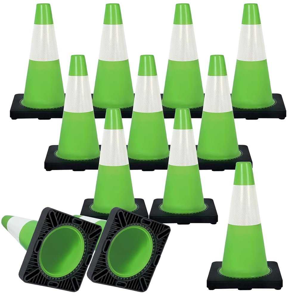 18인치 교통 안전 콘, 주차장 반사 목걸이, 차선 도로 통제 공사 주행 콘 12팩 그린 28 inch 6 - 상품 이미지