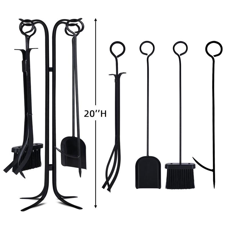 거치대 청소도구세트 잿더미 장작 집게 화로 부지깽이 부삽 화목난로 손잡이 솔 - 상세 이미지 3
