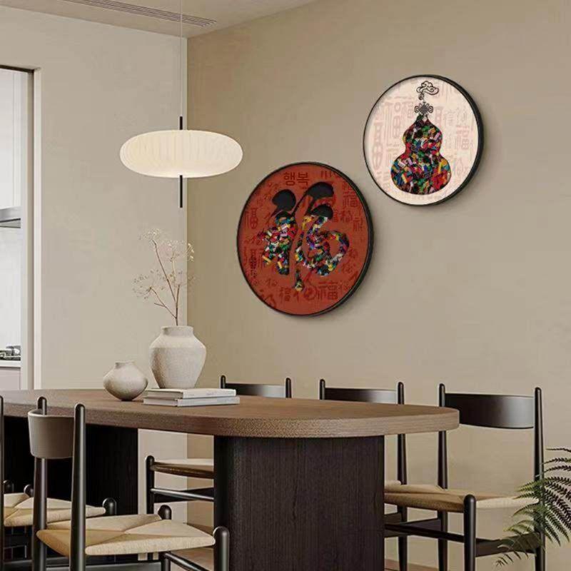 중식당 인테리어 벽장식 중국풍 그림 전통 현관 액자 소품 빈티지 입체 아트 데코 - 상세 이미지 3