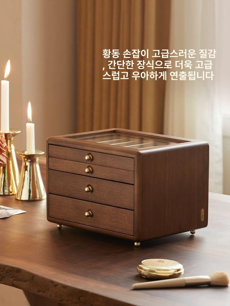 원목 보관함 쥬얼리 귀걸이 팔찌 수납함 빈티지 서랍 자개보석함 엔틱 반지함 - 상세 이미지 2