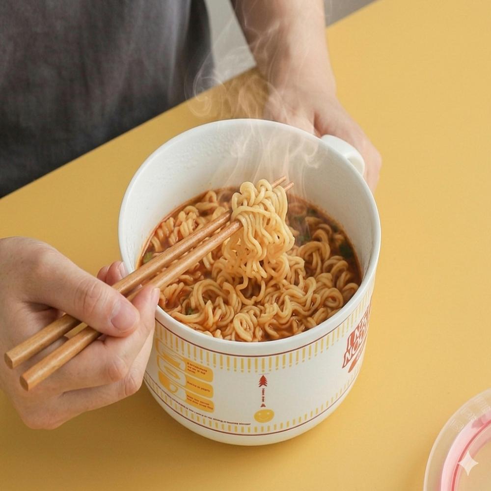 전자레인지 라면 그릇 도자기 라면기 렌지용기 시리얼볼 쿠커 800ml - 상품 이미지