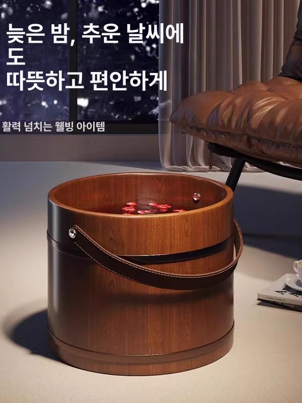 발세척 대야 편백나무 발관리 힐링 족욕기 히노끼 족욕통 지압 스파 발족욕 보온 - 상세 이미지 3