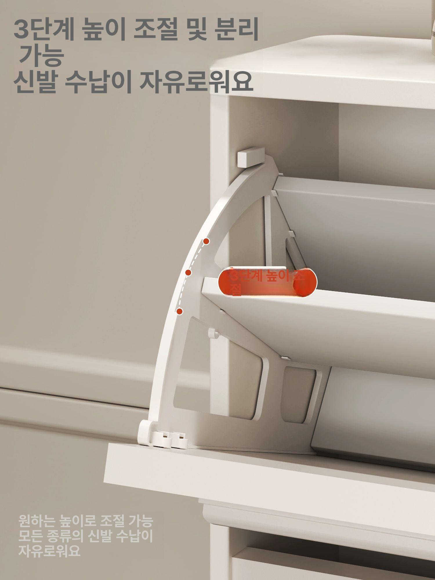 슬림 신발장 원목 조립형 길이 좁은 현관 장선반 너비 설치 인테리어 슈즈 아파트 - 상세 이미지 3