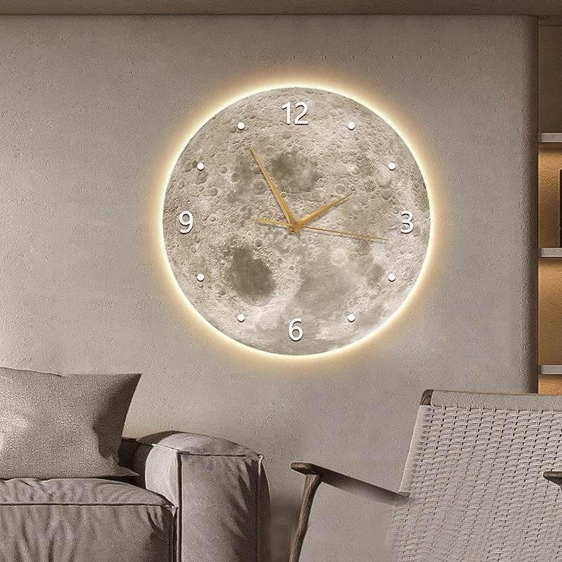 무선 벽시계 LED 거실 선물 벽걸이시계 전자시계 디지털 건전지 달모양 루나 코드리스 - 상세 이미지 2