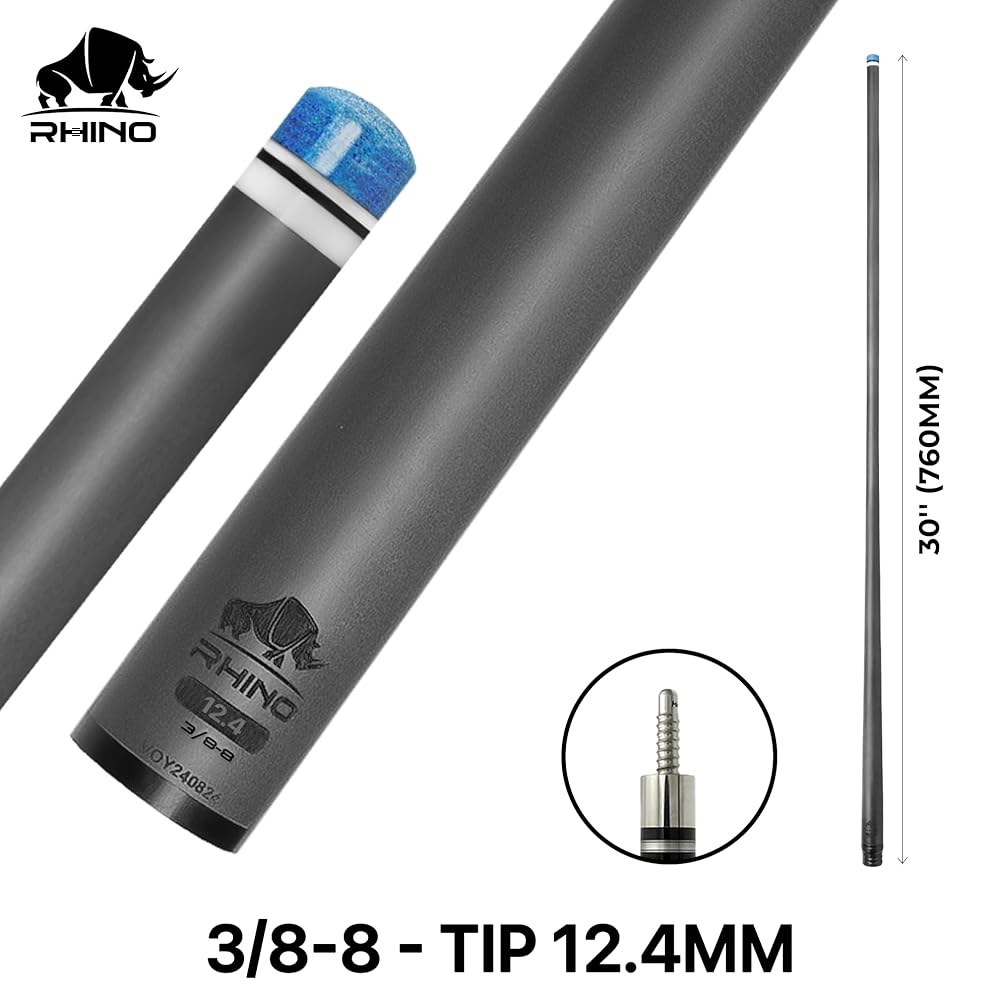 RHINO - 76.2cm(30인치) / 3/8-8 조인트 편향, 풀 샤프트, 프로 12.4mm 카본 쉬운 플레이, 큐 싱글 매우 팁, 테이퍼. 매끄러움, 낮은 - 상세 이미지 2