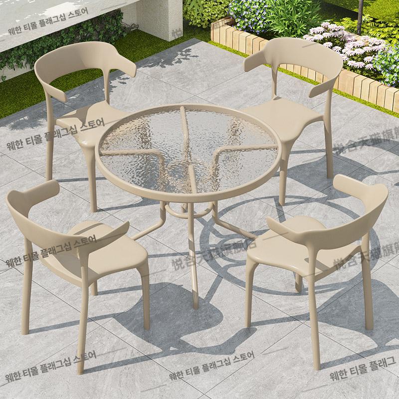 베란다 야외용테이블세트 발코니테이블 원형 파라솔 티테이블 리조트 빈티지 - 상세 이미지 3