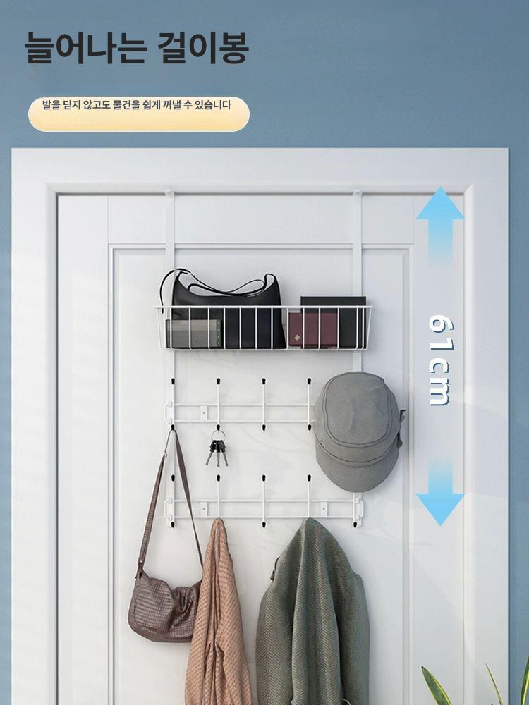 못없이 다용도걸이 도어 현관 접착식 벽고리 보관랙 수납 모자걸이 가방걸이 - 상세 이미지 3