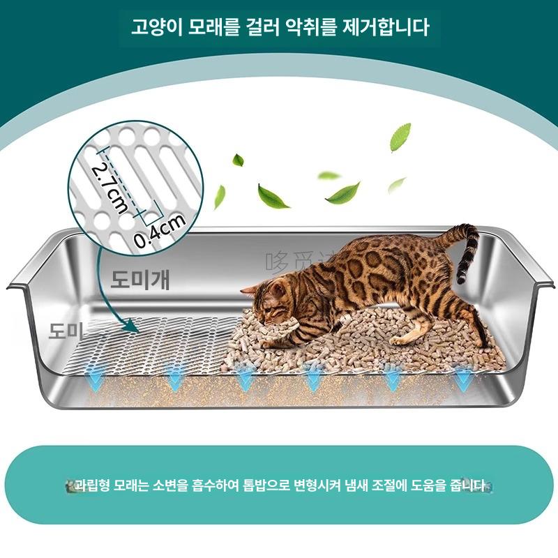 초대형 고양이화장실 올스텐 오픈형 특대형 삽 높이 모래 사이즈 배변통 반려묘 누수 - 상세 이미지 4