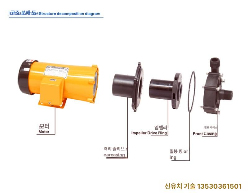 알칼리 마그네틱 화학 내성 해수 내식성 전기 정량 모터 순환펌프 기어펌프 고압 내산 - 상세 이미지 4