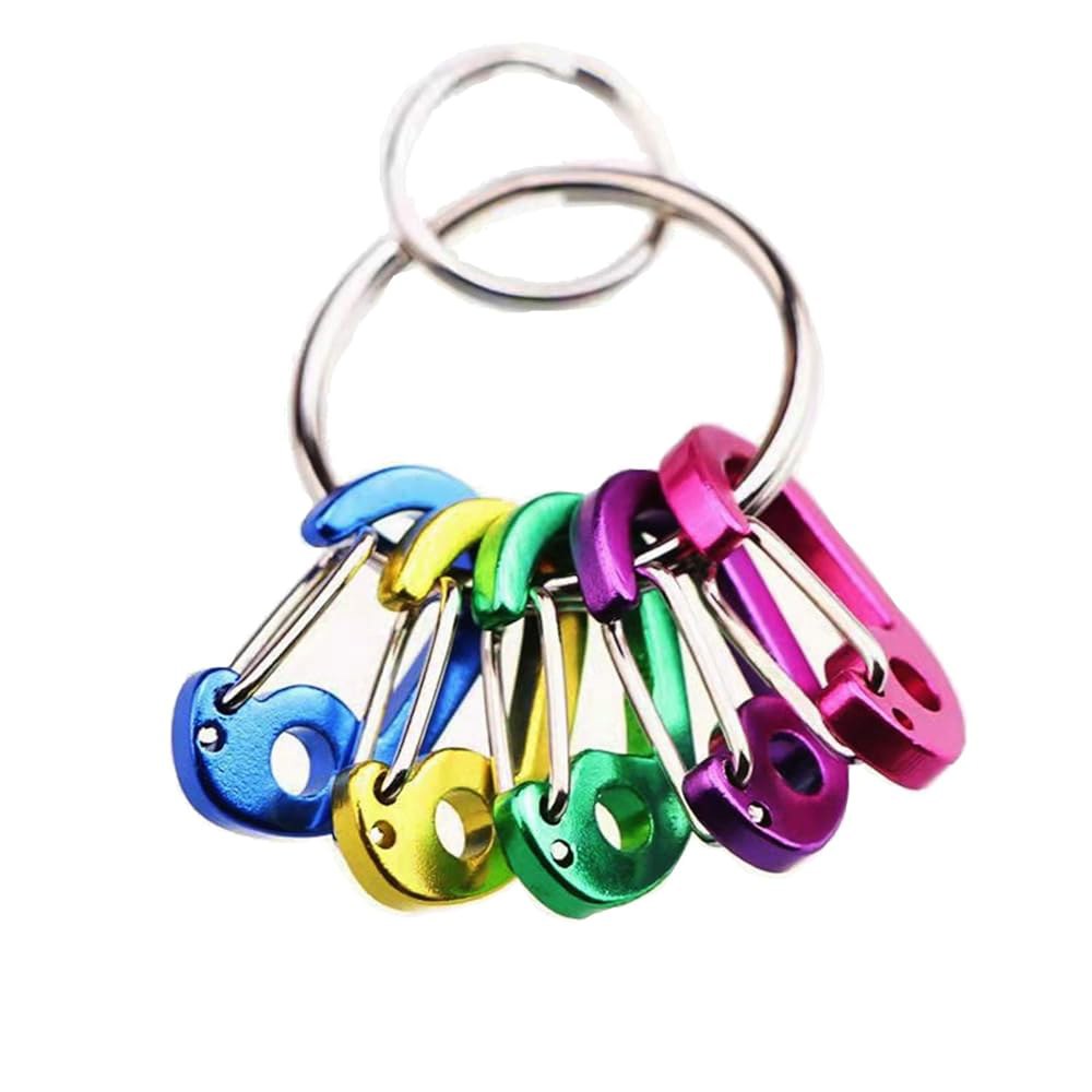 ABCOOL 7PCS 열쇠고리 클립 미니 카라비너 - 1인치 마이크로 타이니 스몰 고정 홀 파라코드 알루미늄 후크로 홈 RV 캠핑 낚시 하이킹 및 야외 스포츠를 위한 제품입니다 - 상품 이미지